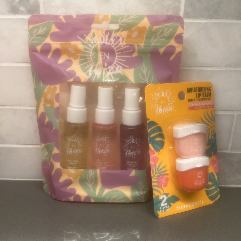 NEW-SOLO EN IBIZA Body Mist 3 Pc Mini Gift Set Toledo Seville Granada +Lip Balm